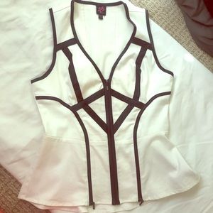 2B white and Black zip up top